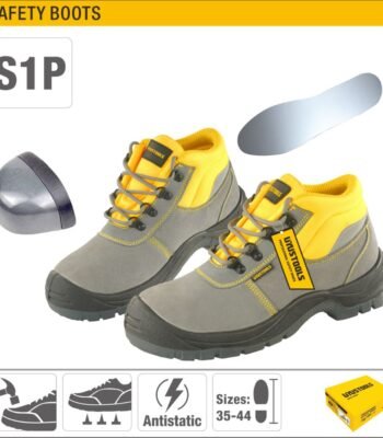 Size 8 US / 7 UK / 41 EU S1P Safety Boots with Steel Toe Cap, Anti-Static Properties, Anti-Penetration Sole, and Split Leather Upper Model ARL-BOT341 S1P Safety Boots with Steel Toe Cap Anti-Static Properties Anti-Penetration Sole and Split Leather Upper