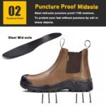 Steel Toe Anti Puncture No Laces Safety Shoes Brown ARL-TM3325