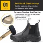 Steel Toe Puncture Proof Anti Static Safety Shoes Leather without Laces ARL-TM3325