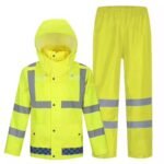 Yellow Polyester PVC Coating Reflective Raincoat Waterproof Rainsuit ARL-6817