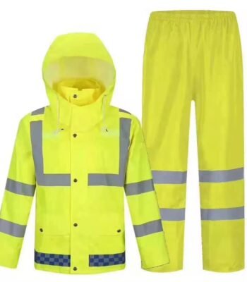 Yellow Polyester PVC Coating Reflective Raincoat Waterproof Rainsuit ARL-6817