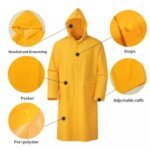 Yellow Waterproof PVC Polyester Long Gown Raincoat for Men ARL-RT02