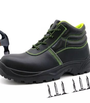 Black Leather Kevlar Mid Sole Industrial Safety Shoes ARL-TM028