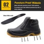 Black Leather Steel Mid Plate Safety Shoes ARL-TM3236