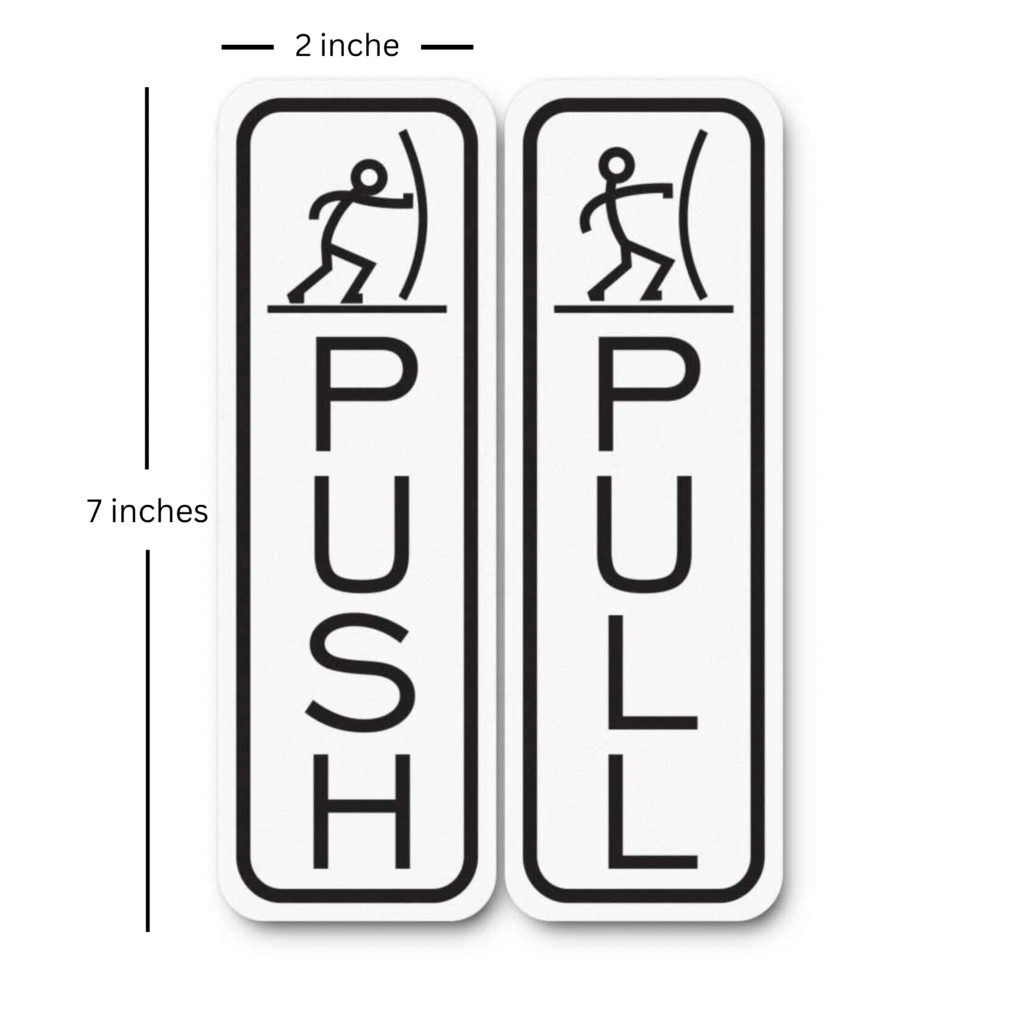 Classic Fun Push Pull Door Signs - Set of 1 Vinyl Signs Sticker - White