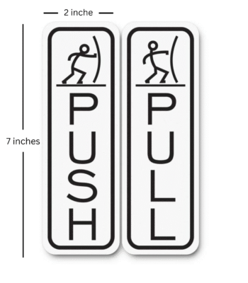 Classic Fun Push Pull Door Signs - Set of 1 Vinyl Signs Sticker - White