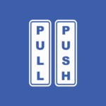 Push Pull Entrance Exit Door Sign Vinyl Sticker - Transparent Background (7x2 Inch)