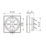 Ventilation Fan with Front Grille Shutter All-Plastic Frame ARL-APB-15/20/25/30-YHSJ-1 Series