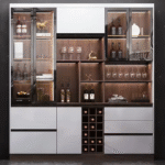 Custom Made Luxury High-End Home Bar Glass Wine Display Cabinet