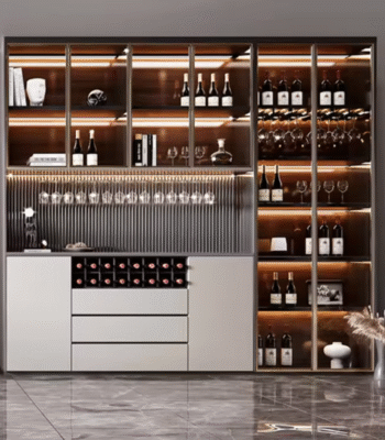 Custom Made Luxury High-End Home Bar Glass Wine Display Cabinet