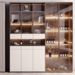 Custom Made Luxury High-End Home Bar Glass Wine Display Cabinet