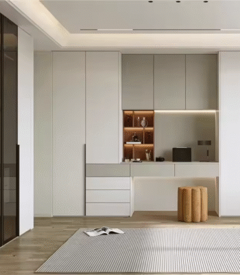 Elegant Minimalist Wardrobe Integration Storage Home Office Setup ARL-STW015