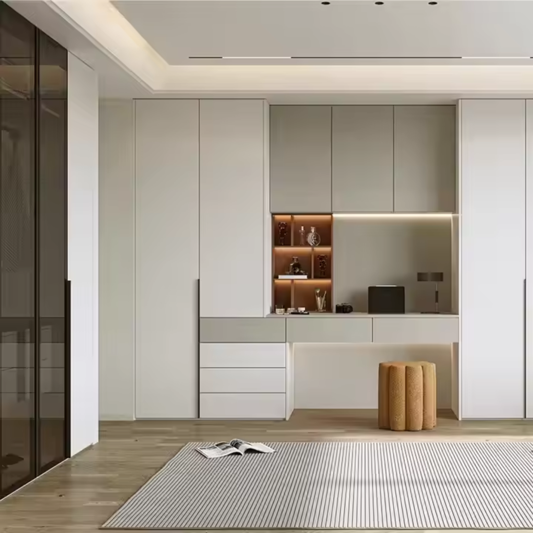 Elegant Minimalist Wardrobe Integration Storage Home Office Setup ARL-STW015