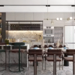 Handleless Light Gray Glossy Storage Cabinets - Modern Kitchen Furniture Design