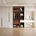 High-End Modern Wardrobe with Glass-Inserted Doors & LED-Lit Shelves ARL-STW006