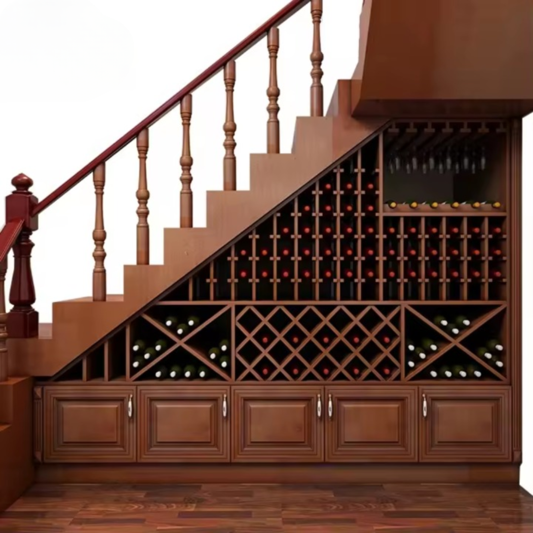 Luxury Custom Storage Staircase Corner Wine Cabinet Design ARL-JG-8