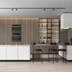 Modern Beige Acrylic Kitchen Cabinet Set Space-Saving Design for Mobile Homes