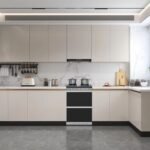 Modern Beige Kitchen Cabinets with Marble Backsplash ARL-MD-0326