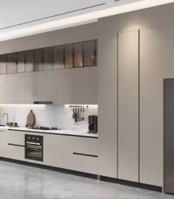 Modern Beige Kitchen Set with Glass Display Cabinets ARL-MD-0388