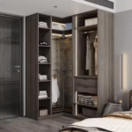 Modern Custom Wardrobe with Glass Doors Stylish Bedroom Storage ARL-STW017