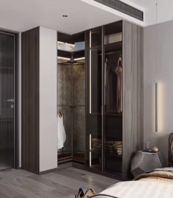 Modern Custom Wardrobe with Glass Doors Stylish Bedroom Storage ARL-STW017