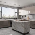 Modern L-Shaped Kitchen Island and Light-Brown Cabinets ARL-MD-0325