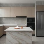 Modern L-Shaped Kitchen Island and Light-Brown Cabinets ARL-MD-0325