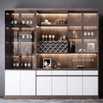 Modern Luxury Wall Wine Cabinet for Living Room & Home Bar Display