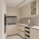 Modern U-Shaped Beige Kitchen Set with White Countertop ARL-C-006