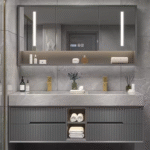 Modern Waterproof Single Black Wall Hung Bathroom Vanity