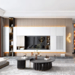 Modern Wood Wall Mounted TV Stand Unit for Living Room & Bedroom