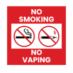 No Smoking No Vaping Digitally Printed Sticker Sign (20cm x 20cm, Indoor/Outdoor)