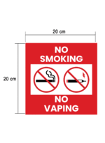 No Smoking No Vaping Digitally Printed Sticker Sign (20cm x 20cm, Indoor/Outdoor)