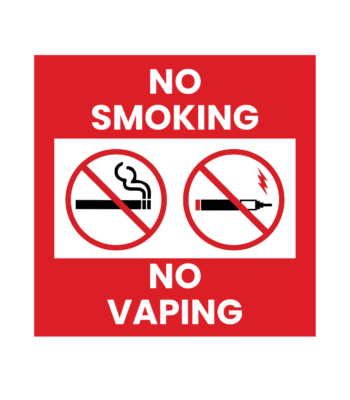 No Smoking No Vaping Digitally Printed Sticker Sign (20cm x 20cm, Indoor/Outdoor)
