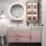 New Design Big Mirrors Sinks Metal Faucet Cabinets Modern Bathroom Vanity
