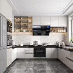 Premium White Glossy Kitchen Hardware & Accessories - Ideal for Villa Kitchens