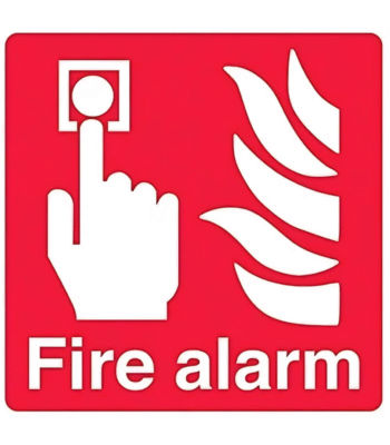Fire Alarm Sign - Square - 100mm x 100mm - Self Adhesive Vinyl, Red ARL-FAM