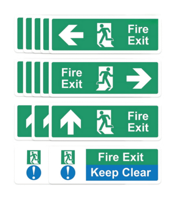 Fire Exit Arrow Signs Sticker Pack