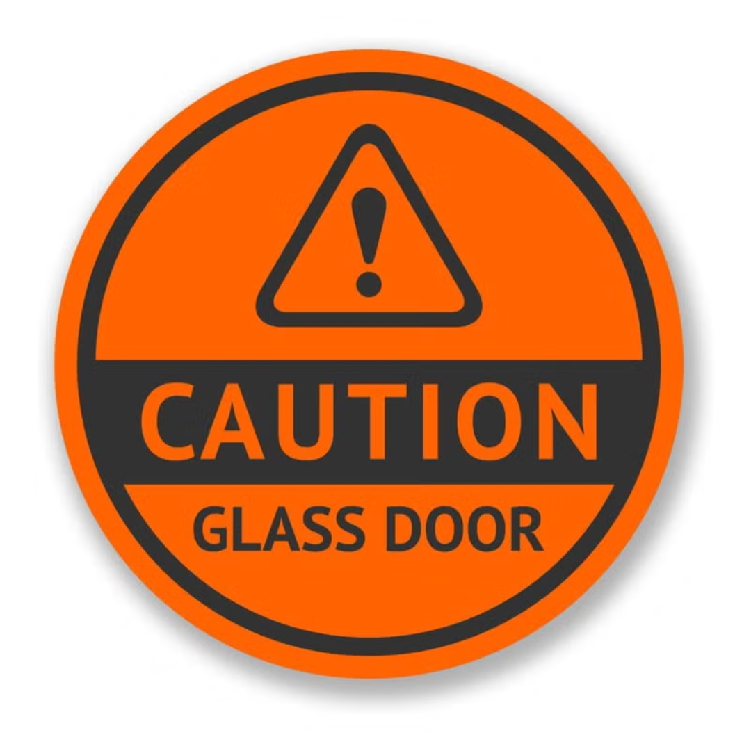 Warning Caution Glass Door Vinyl Stickers ARL-CGD