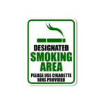 Designated Smoking Area Sign - Aluminum with Digital Print Sticker (9 x 12 Inch, 2mm Thick)