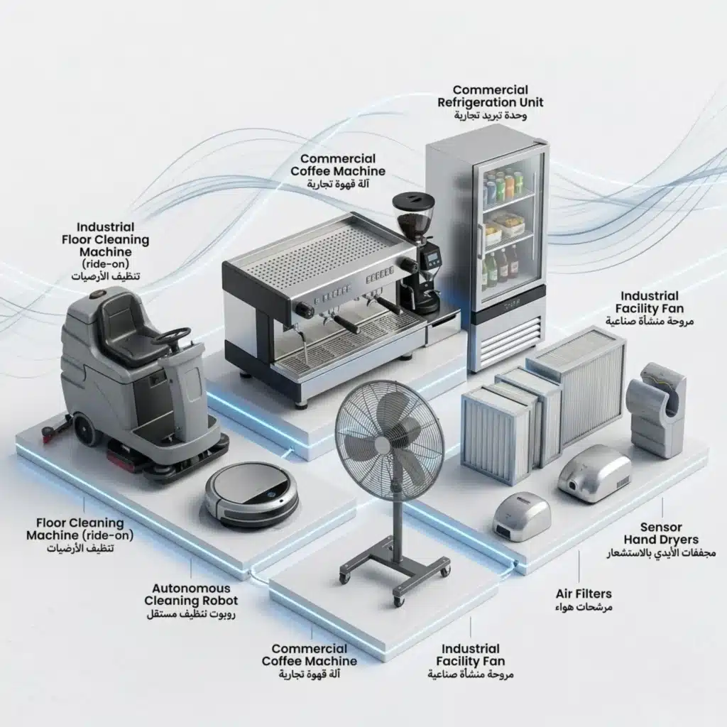 Efficient Commercial Facility & Cleaning Equipment for Large-Scale Hygiene Management Elevate the cleanliness and efficiency of your commercial space with our top-quality cleaning machines, robots, coffee machines, refrigeration, fans, filters, and hand dryers. Keep your building, office, or facility running smoothly and hygienically with our trusted commercial equipment.