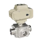 Motorized 3 way sanitary coverage ball valve
