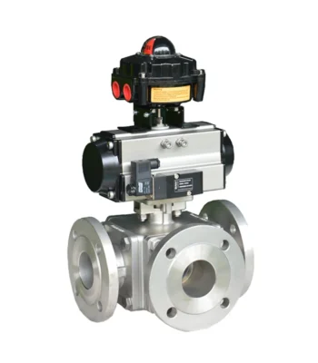 Pneumatic 3 Way Flange Ball Valve