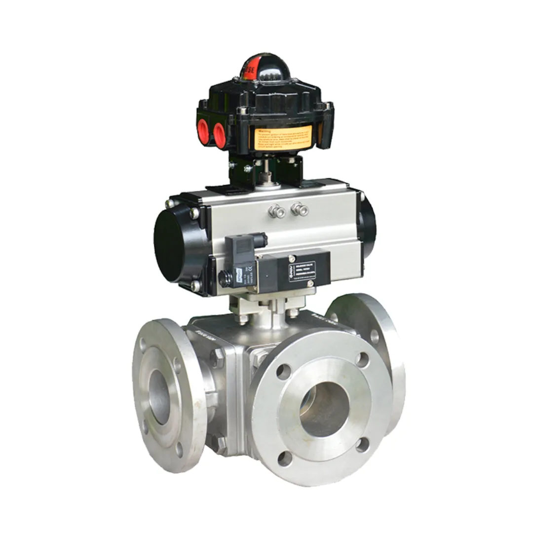 Pneumatic 3 Way Flange Ball Valve
