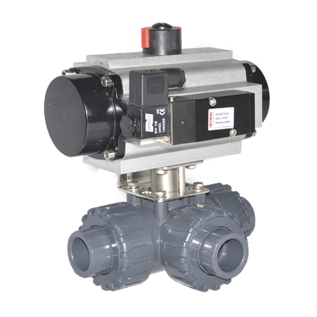 Pneumatic 3-Way Pvc Ball Valve