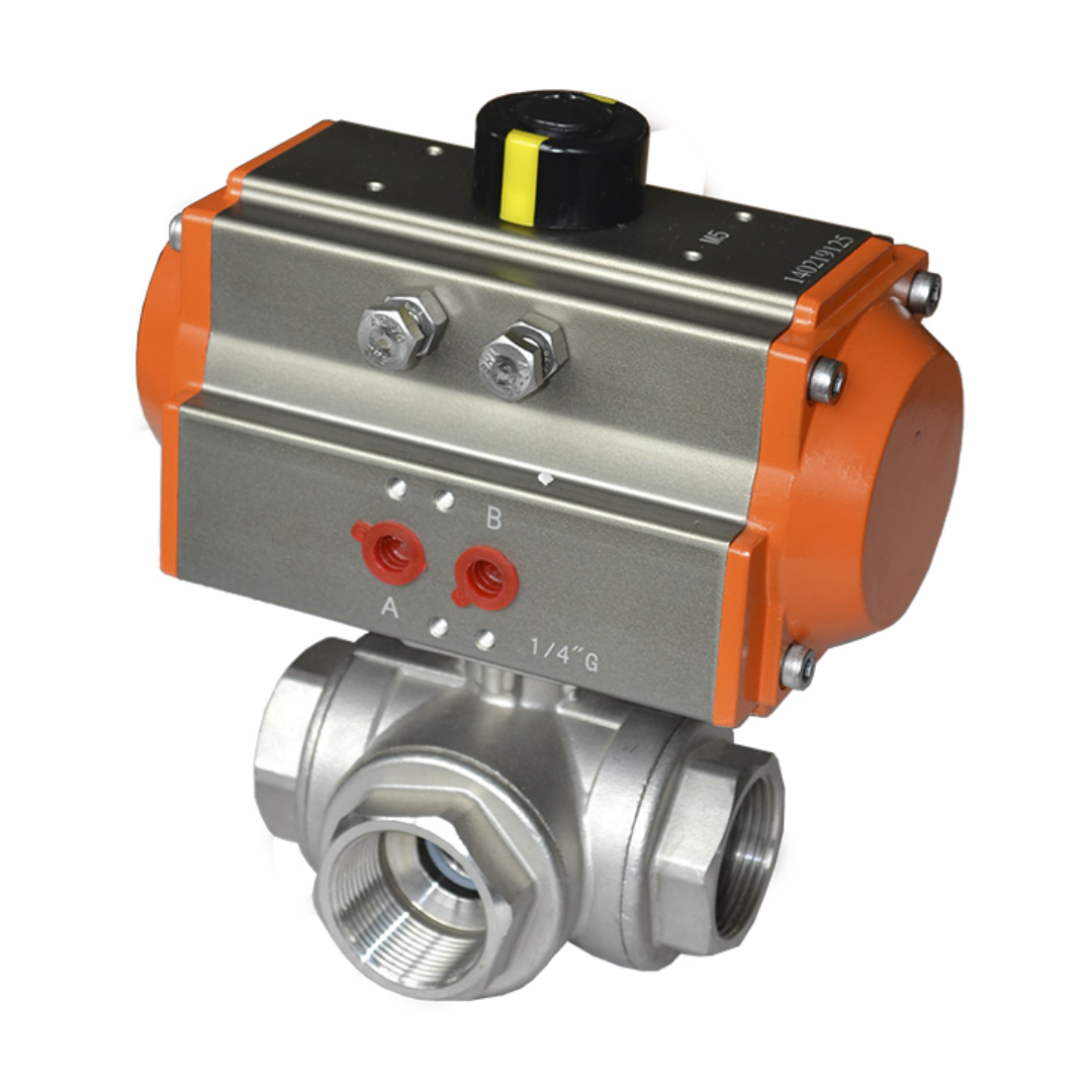 Pneumatic 3 Way Thread Ball Valve