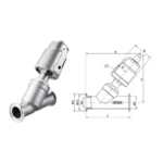 Pneumatic Angel Seat Valve Stainless Steel Cylinder