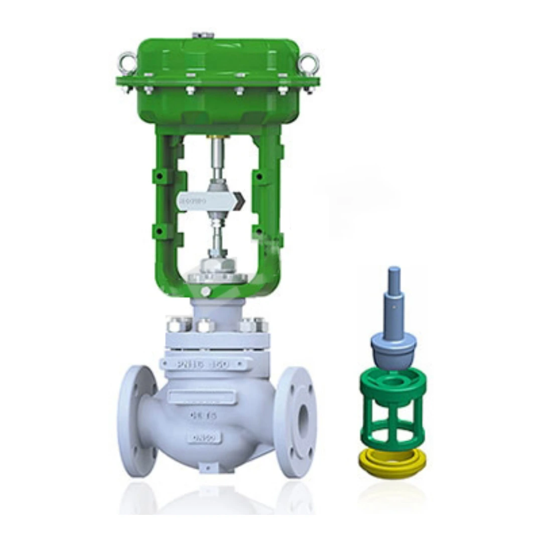 Top guided single seat control valve