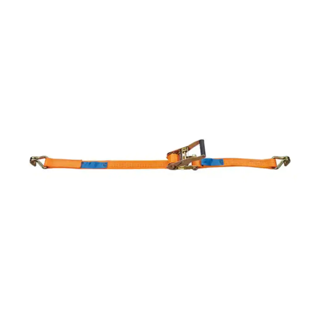 Safety lanyard for fall protection, durable orange and blue safety equipment.