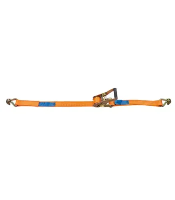 Safety lanyard for fall protection, durable orange and blue safety equipment.